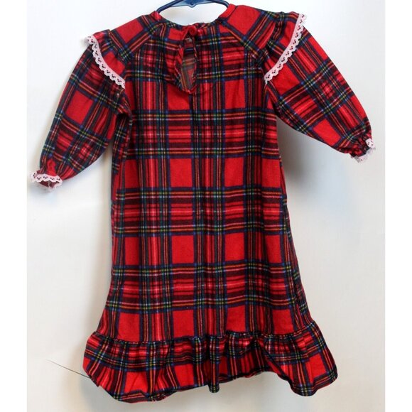 Vtg 90s Disney Plaid Classic Nightgown sz 2T Red Flannel Minnie Daisy Holiday - Picture 4 of 8